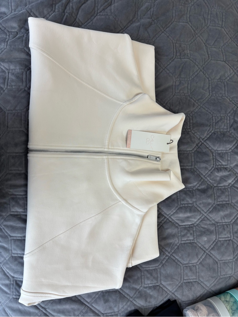 Calia Light Cream Zip-Front Sweatshirt and Pants Set - Picture 8 of 11